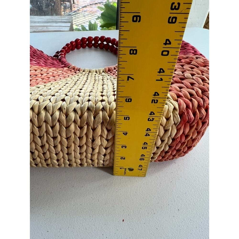 Judi Flowers Beach Tote For Bonjour Fleurette Beaded Wood Handles Lined - Picture 10 of 11